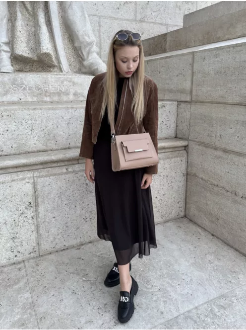 Chiara I 5064 fekete virág rostbőr női táska