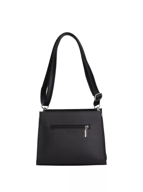 Chiara I 5064 fekete virág rostbőr női táska