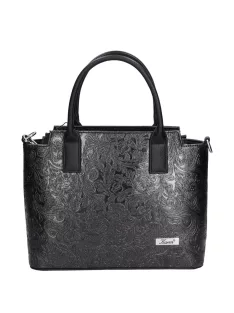 Karen 1721 fekete virág rostbőr női táska