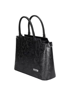 Karen 1721 fekete virág rostbőr női táska