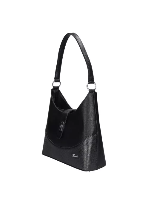 Karen D 658 fekete mintás rostbőr női táska