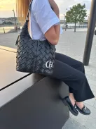 Chiara rostbőr táska L 354 fekete virág