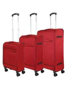   Enrico Benetti Dallas piros 4 kerekű 3 részes bőrönd szett