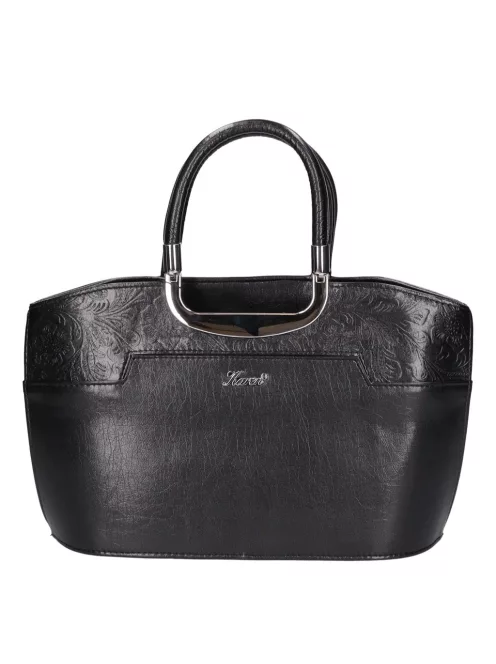 Karen 9079 bis fekete virág rostbőr táska