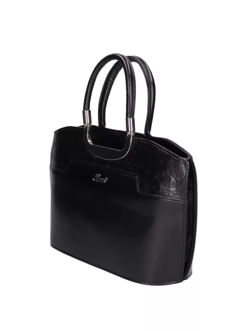 Karen 9079 bis fekete virág rostbőr táska