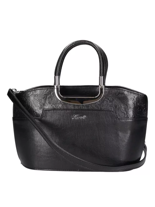 Karen 9079 bis fekete virág rostbőr táska