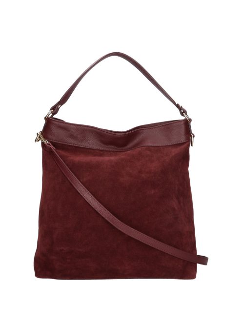 Olasz bőr 14535 bordó velúr válltáska