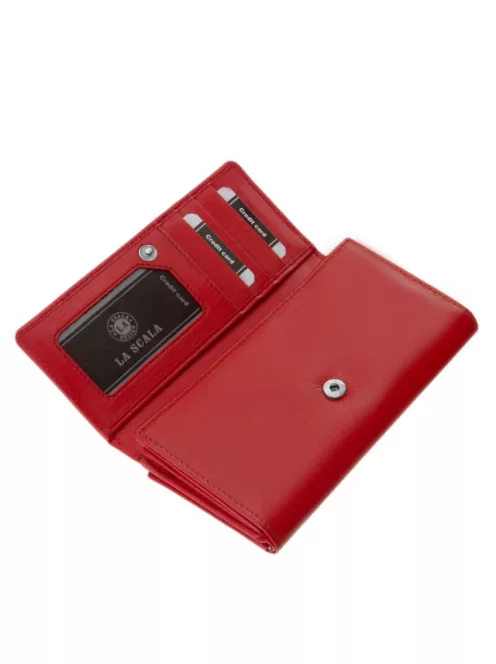 La Scala SBL155 piros hátul kártyatartós bőr női pénztárca
