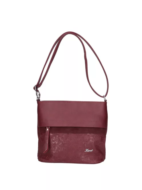 Karen D 325 bis bordó virág rostbőr táska