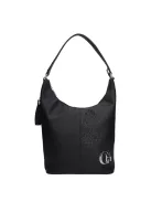 Chiara L 354 fekete virág mintás rostbőr táska