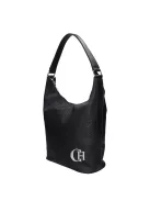 Chiara L 354 fekete virág mintás rostbőr táska