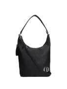 Chiara L 354 fekete virág mintás rostbőr táska