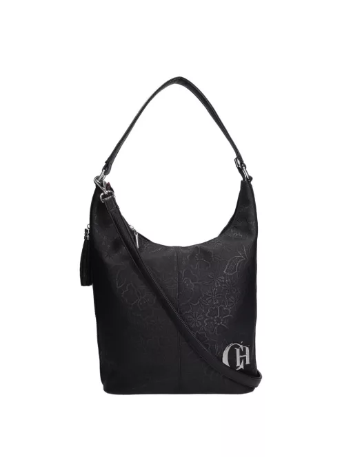 Chiara L 354 fekete virág mintás rostbőr táska