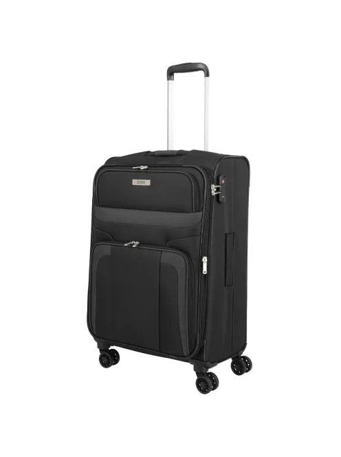 Travelite Orlando M 4w Fekete 4 kerekű közepes bőrönd
