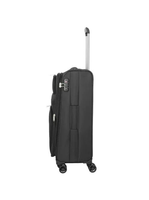 Travelite Orlando M 4w Fekete 4 kerekű közepes bőrönd