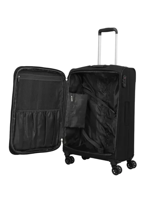 Travelite Orlando M 4w Fekete 4 kerekű közepes bőrönd