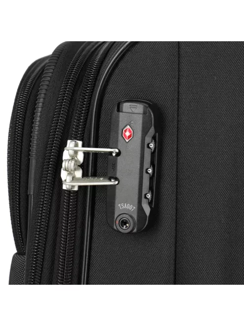 Travelite Orlando M 4w Fekete 4 kerekű közepes bőrönd