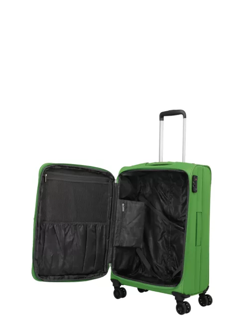 Travelite Skyline Orlando M zöld 4 kerekű bővíthető közepes bőrönd