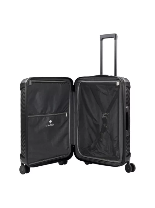 Travelite Millennium 4w M fekete bővíthető közepes méretű bőrönd