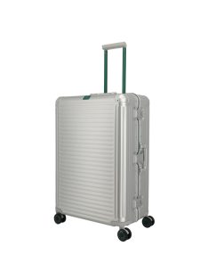   Travelite Next ezüst-zöld alumínium 4 kerekű csatos nagy bőrönd