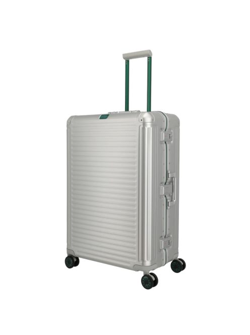 Travelite Next ezüst-zöld alumínium 4 kerekű csatos nagy bőrönd