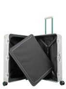 Travelite Next ezüst-zöld alumínium 4 kerekű csatos nagy bőrönd