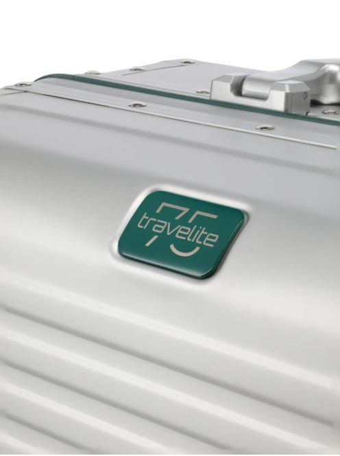 Travelite Next ezüst-zöld alumínium 4 kerekű csatos nagy bőrönd