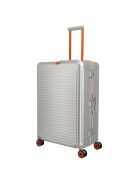 Travelite Next ezüst-narancs alumínium 4 kerekű csatos nagy bőrönd