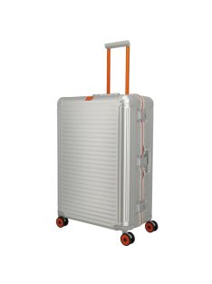   Travelite Next ezüst-narancs alumínium 4 kerekű csatos nagy bőrönd