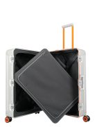 Travelite Next ezüst-narancs alumínium 4 kerekű csatos nagy bőrönd