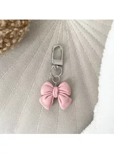 Rózsaszín masnis táskadísz és kulcstartó