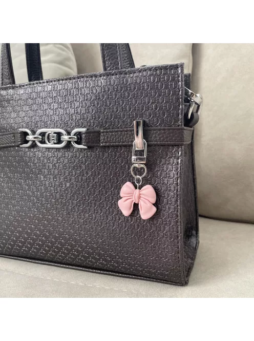 Rózsaszín masnis táskadísz és kulcstartó