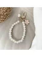 Gyöngyös táskadísz és kulcstartó virággal