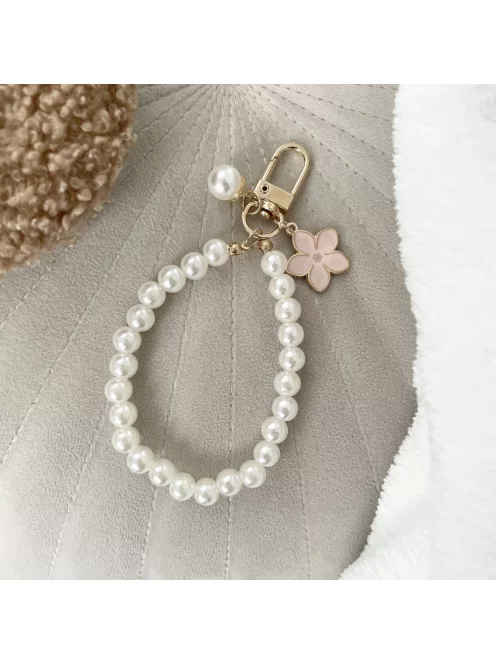 Gyöngyös táskadísz és kulcstartó virággal