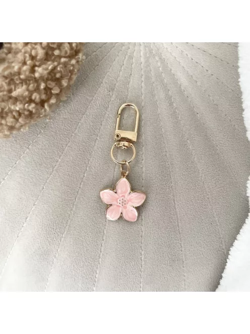 Rózsaszín cseresznyevirág kicsi táskadísz és kulcstartó