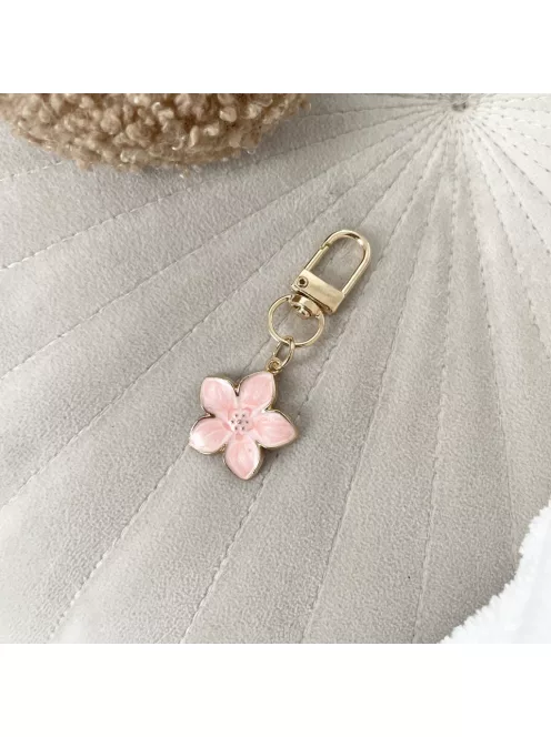 Rózsaszín cseresznyevirág kicsi táskadísz és kulcstartó