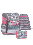 Belmil szürke-rózsaszín lovas lány iskolatáska szett