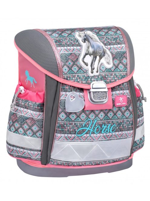 Belmil szürke-rózsaszín lovas lány iskolatáska szett