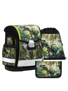Belmil fekete-zöld dínós fiú iskolatáska szett