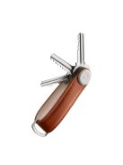 Orbitkey Organiser Leather 2.0 silver - cognac/tan bőr kulcstartó 