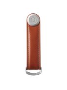 Orbitkey Organiser Leather 2.0 silver - cognac/tan bőr kulcstartó 