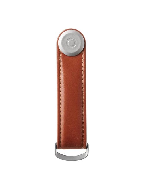 Orbitkey Organiser Leather 2.0 silver - cognac/tan bőr kulcstartó 