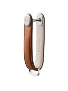 Orbitkey Organiser Leather 2.0 silver - cognac/tan bőr kulcstartó 