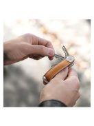 Orbitkey Organiser Leather 2.0 silver - cognac/tan bőr kulcstartó 