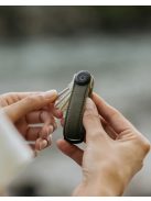 Orbitkey Waxed Canvas Key Organiser Khaki Green bőr kulcstartó 
