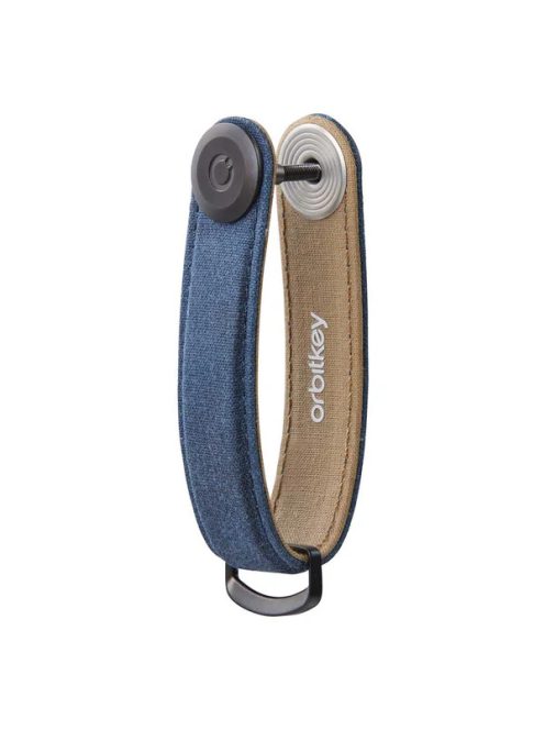 Orbitkey Waxed Canvas Key Organiser Navy Blue bőr kulcstartó 