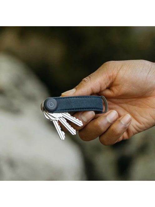 Orbitkey Waxed Canvas Key Organiser Navy Blue bőr kulcstartó 