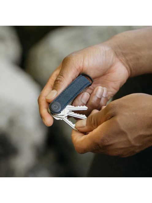 Orbitkey Waxed Canvas Key Organiser Navy Blue bőr kulcstartó 