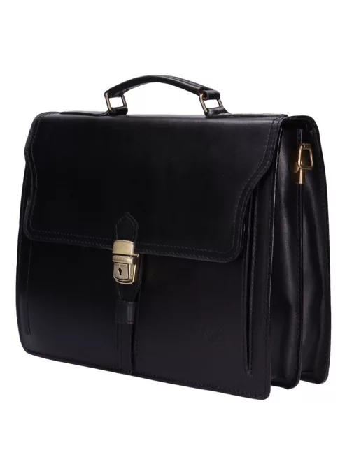 Aktatáska 1722 Bőr 2 rekeszes fekete kicsi
