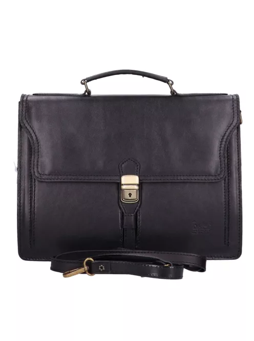 Aktatáska 1722 Bőr 2 rekeszes fekete kicsi